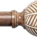 Wood Curtain Rods for Windows: 1 Inch Diameter Adjustable Heavy Duty Curtain Rod 32" to 240" with Imitation Wood Grain Leaf Pattern Finials
