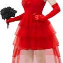 Spooktacular Creations Halloween Red Bride Costume Women, Red Gothic Wedding Dress Women for Halloween Party (Red, S)