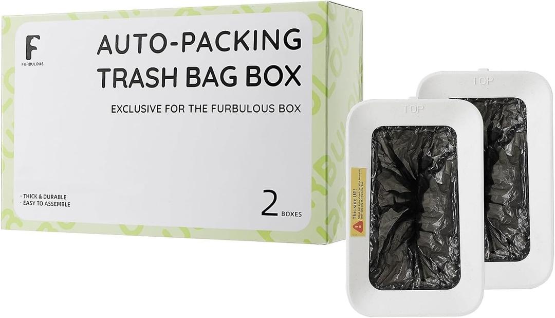 Furbulous Auto-Packing Trash Bag Box 2 Pieces, Black 