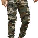 GINGTTO Mens Cargo Jogger Pants Slim Fit Stretch Zipper Pockets Thick Cotton Pants for Men (36, Green)