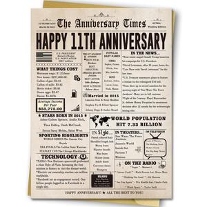 2 x Jumbo 11th Anniversary Cards Gifts for Wife Husband Couple, Romantic 11 Year Wedding Anniversary Decorations for Women Men, Jumbo Steel Anniversary Card for Him Her