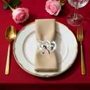 6 Pack Heart Napkin Rings, Valentine's Day Napkin Holders with Gold & Silver Double Heart Ring Clasps for Wedding, Anniversary, Romantic Dinner Table Decorations