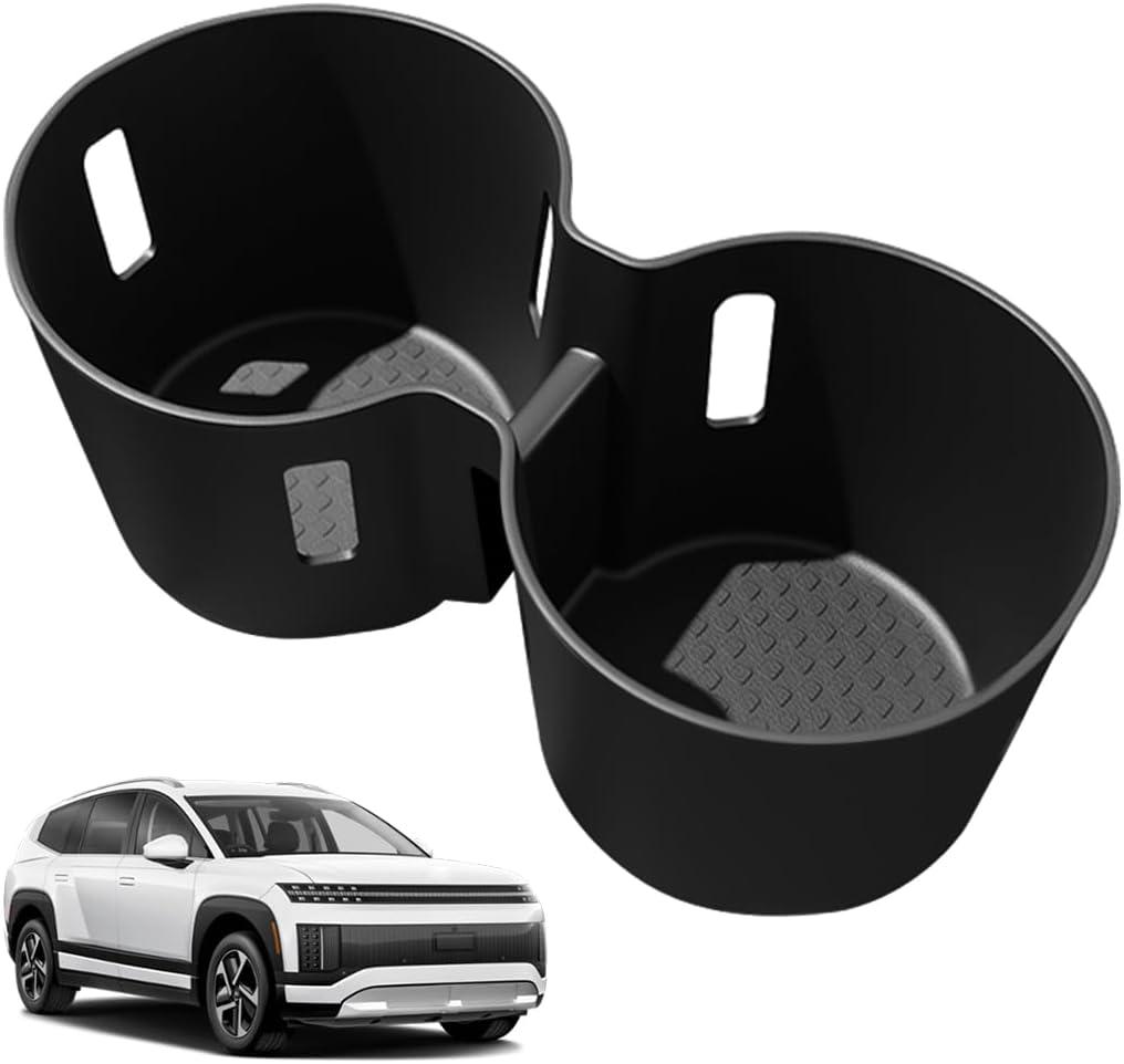 BestEvMod Center Console Cup Holder Insert Compatible with 2026 2025 Hyundai Ioniq 9 Accessories Waterproof Non-Slip Easy to Clean TPE Material Custom Fit Won't Affect OEM Cup Holder Limiters