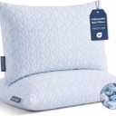 Meoflaw Adjustable Memory Foam Bed Pillows:Queen Size Shredded Foam Pillow Set of 2 for Sleeping with Removable & Washable Pillowcase for Back,Side & Stoamch Sleeper-Medium Firm