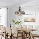 Modern Glass Pendant Light 10.63 in Light Grey Glass Shade Black Farmhouse Island Pendant Lights for Kitchen Pendant Lighting Over Sink Bedroom Dining Room, A Style 1-Pack