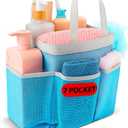 Handy Laundry Mesh Shower Caddy Bag - Collapsible, Portable Bathroom Organizer for Travel, Gym, and Dorm Use - Easily Carry & Organize College Dorm, Bathroom Toiletry Essentials - 7 Pockets (Blue)