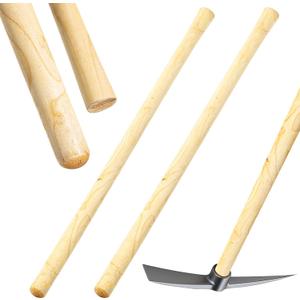 Lasnten 2 Pcs Solid Wood Replacement Handle for Round Eye Hoe 54 Inches/ 137 cm Grub Hoe Handle for Garden Shovel Tool Digging Spading Fork Rake Gardening Weeding, natural