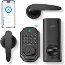 Keyless Entry Door Lock with Handle Set, WiFi Door Lock Fingerprint, Bulit-in WiFi Deadbolt, App Remote Control, Electronic Keypad Deadbolts, Safety Front Door Locks, Support Alexa, Easy Installation