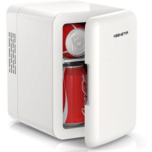 4L Mini Fridge for Skincare & Food, 110V/12V Cooler & Warmer, Portable Refrigerator for Bedroom, Office, Car, Dorm - Ultra Quiet, Energy Efficient, Dual Use for Breast Milk, Cosmetics, Snacks (White)