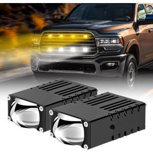 Super Bright Grill Driving Lights, Mini Projector Fog Lights for Car/Truck/Offroad/UTV/ATV/Motorcycle, Slim LED Bar, Hi-Lo Beam, White/Yellow