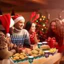 Acellegic 100 Pcs Large 10 x 7 '' Christmas Paper Food Trays Serving Plates and Disposable 9 oz Paper Cups Christmas Party Supplies Kit for Winter Holiday Xmas Party Decoration