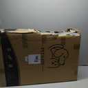 SNUOWU Full Metal Freestanding Dog Gate with Door, 32''Height Foldable Pet Dog Fence for Indoor & Outdoor, 8 Panels Extra Wide Free Standing TallDog Gates for Doorways, House, Stairs, Porch, Deck, Yard (Black)