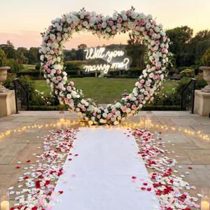 Breling Proposal Decorations Kit 6.6ft Will You Marry Me LED Neon Light Metal Heart Arch Stand and Sign Backdrop for Proposal Wedding Bridal Valentine Engagement Birthday Party((Multicolor)