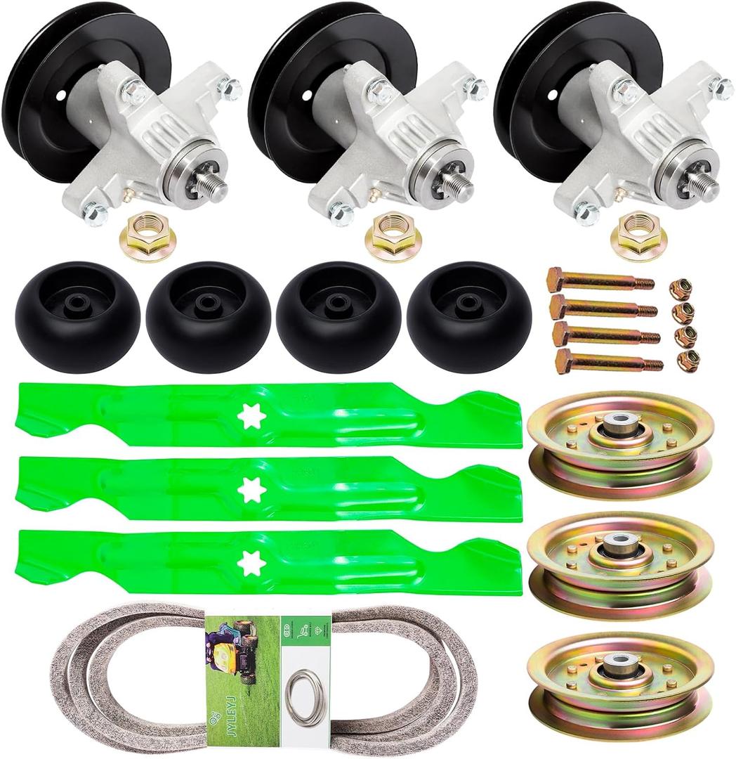 50" Mower Deck Kit for Cub Ca det RZT50 LT1050 Troy Bi lt Mustang 50 Includes 3 Spindle 918-04125c 918-04126 618-04126 3 Blade 742-04053 3 Idler 756-04129 4 Deck Wh EEL 753-04856 1 Be lt 754-04044