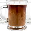 Vikko Glass Coffee Mugs Aroma Collection 13 Ounce Thick and Durable Wide, Set of 6 Heavy Base Dishwasher Safe Large Glass Coffee Cups