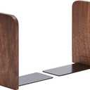 Pandapark Wood,Non-Skid Bookend for Shelves,Heavy Duty,Book Stand for CDs, 1 Pair (Black Walnut)