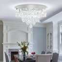 Flashing God Dia 16in Modern LED Crystal Chandelier,Flush Mount Ceiling Light Fixture with K9 Crystals,Small Chandelier for Bedroom Dining Hallway Lighting