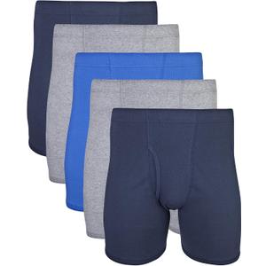 Gildan Men's Underwear Covered Waistband Boxer Briefs, Multipack (L)