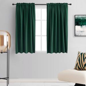 DONREN 48 Inch Curtains Emerald Green Blackout Curtains - All Season Thermal Insulated Rod Pocket Curtain Panels for Kids Room (2 Panels,52 W by 48 inches Long)