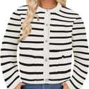 Women Striped Cardigan Sweaters Button Down Open Front Cropped Cardigan Knit Lady Jackets Coat 2024 Fall Outfits
e, Size 6
