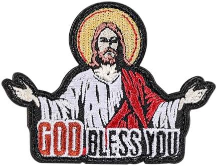 God Bless You Patch, 1Pcs Christian Bible Verse Embroidered Sew On Velcro Patches, Tactical Military Morale Hook And Loop Patch, Faith Based Applique Patches For Backpacks, Vests, Jackets, Jeans, Hats(2 Pcs)