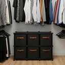 Cube Storage Organizer with Storage Bins, 6-Cube Shelves Units with 6 Organizer Bins, DIY Plastic Storage Shelves with Mallet, Closet Clothes Storage Shelves for Home, Bedroom, Living Room