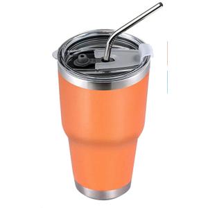 Climate Stainless Steel Metal Tumbler Drink Container with Straw - Orange