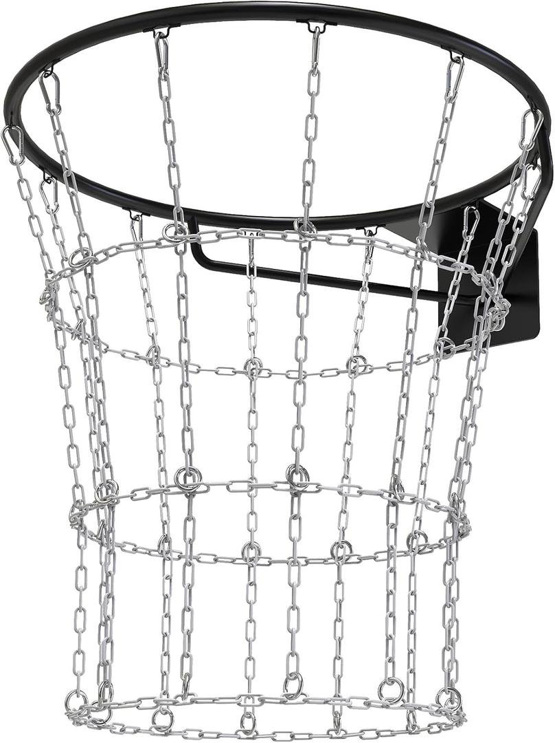 KingDolly Heavy Duty Chain Basketball Net - 12 Loops Anti-Rust Metal Hoop Accessory, Quick Snap Buckle Installation for Indoor/Outdoor Courts All-Weather Durability (Fits Standard 18" Rims) (A2: White) KingDolly Heavy Duty Chain Basketball Net - 12 Loops Anti-Rust Metal Hoop Accessory, Quick Snap Buckle Installation for Indoor/Outdoor Courts All-Weather Durability (Fits Standard 18" Rims) (A2: White)