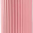 Pink Ceramic Flower Vase for Pampas Grass, 8 inch Small Decorative Centerpiece Ribbed Vase for Dining Table, Office Desktop, Shelf Bookshelf, Mantel, Entryway, Bathroom, Countertop, Farmhouse, Gift