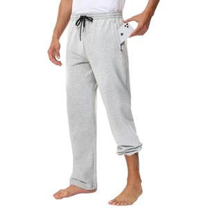 Cotton Yoga Sweatpants - Athletic Casual Lounge Open Bottom Straight Leg Loose Sweat Pants with Zip Pockets, Dark Grey, XS