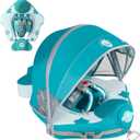 Mambobaby Float with Canopy Baby Float No.7 Airplane Add Tail Baby Pool Swim Float Air Free Solid Swimming Trainer Non-Inflatable Water Floats for Infant 3-24 Months, Bluegreen