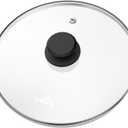 Tempered Glass Lids for Pots and Pans, Cast Iron Skillet Lid 10.5 Inch, Round Frying Pan Lid, Replacement Pan Cover, Crock Pot Lid with Stainless Steel Rim, Dishwasher Safe, Cookware Pot Covers