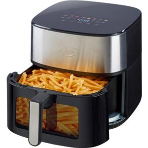 Air Fryer 8 in 1, XL 8.5 QT Large Airfryer with View Windows,MAX 450 for Crispy, 85% Less Oil, Fast Roast, Preheat, Shake, Bake, Non-Stick Basket for Easy Clean, With Professional Recipes (Black)