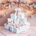 666White Gift Boxes with lids,12 Pcs Beautiful Squared White Boxes with Ribbon Perfect for Weddings,Christmas, Birthday,Valentines Day(15x15x15cm)