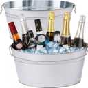 2pcs Galvanized Ice Buckets, 7.2 Gallon Large Galvanized Tub with Carry Handles, Ice Bucket for Parties, Mimosa Bars, Beverage Tubs, and Beverage Stations for Champagne, Cocktails, Beer, Wine