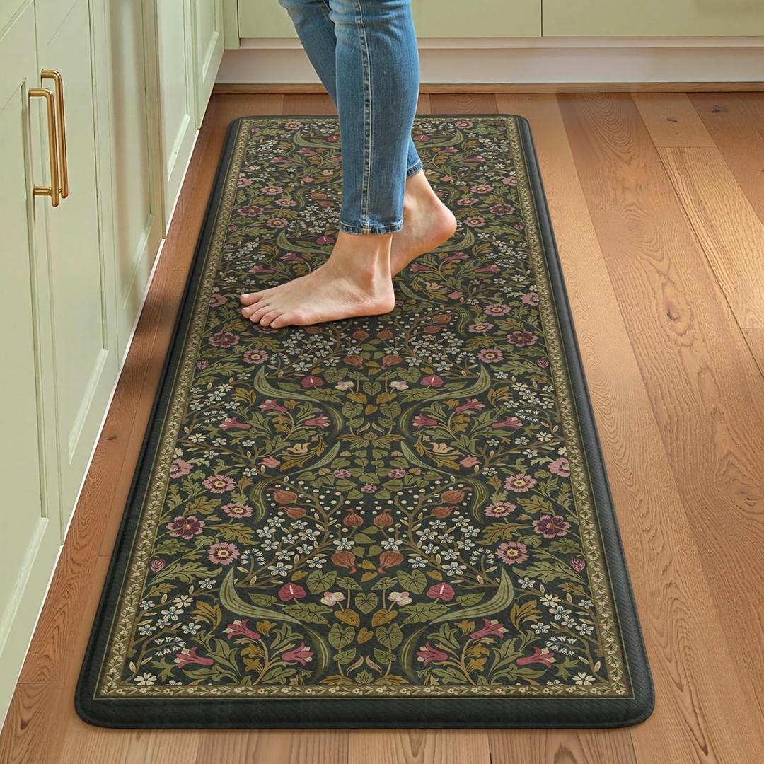 Collive Anti Fatigue Kitchen Runner Mats, Olive Green Sink Rug-24''x59''