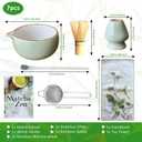 AROU - Matcha Eco Zen 7Pcs Matcha Set Whisk and Bowl, Small Whisk with Holder, Tea Cloth, Sifter, Bamboo Scoop  Spill Free Ceremonial Grade Japanese Tea Set with Handbook  Ideal for Beginners