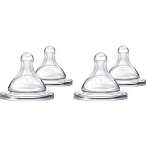 Chicco Duo 100% Silicone Intui-Latch Baby Bottle Nipple with Anti-Colic Valve | Skin-Like Texture and Breast-Like Flow | Stage 2, Medium Flow | 2 Count (Pack of 2) | 3+ Months