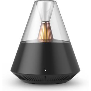 Essential Oil Diffuser, Modern Style Aromatherapy Aroma Diffusers with Candle Light, Fragrance Ultrasonic Cool Mist Humidifier, Remote Control, Auto Shut-Off, for Home Living Room Office (Black+adapter)