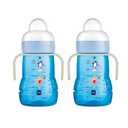 MAM Trainer Sippy Cup for Toddlers 1-3, 8 oz. Transition Drinking Cup with Extra-Soft Spout, Spill-Free Nipple, and Non-Slip Handles, for boys 4+ Months, 2 Count (Blue)
