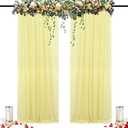 DUOBAO Chiffon Backdrop Curtain 96 Inch Length 2 Panel 29 Inch Width Wedding Backdrop Drapes Yellow Sheer Curtains Panels Tulle Fabric Photography Backdrops for Party