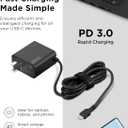 Lenovo USB-C 65W Wall Charger - PD 3.0 - Power Adapter for Laptop, Tablet, Notebook, USB-C Compatible Devices - Slim, Light and Portable with 6.5 Foot Cable - Black