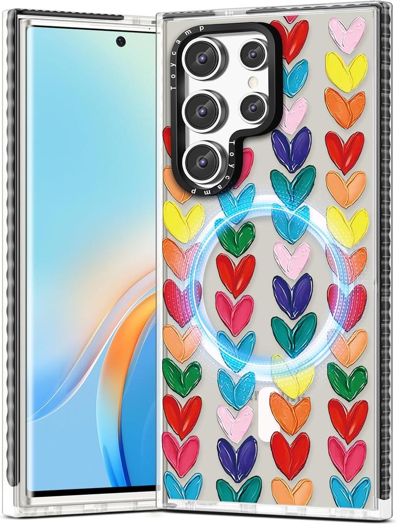 Toycamp for Samsung Galaxy S25 Ultra Case - Compatible with MagSafe Women Girls Cute Phone Cover Magnetic with Shockproof Protective Girly Kawaii Unique Designer for Samsung S25 Ultra Case, Hearts