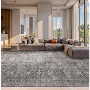 10x14 Area Rugs for Living Room Large Washable Rug, Taupe/Grey
Non Slip, Rug for Bedroom Dining Room Office Farmhouse, Stain Resistant, Soft, Low Pile, Vintage Boho Carpet, Home Decor