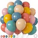 Retro Blue Pink Yellow Balloons, 60Pcs 12Inch Dusty Blue Pink Mustard Yellow Nude Balloons for Here Comes the Son Theme Boho Baby Shower Gender Reveal Birthday Party Decorations
