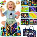 Toddler Busy Board Montessori Toys for Toddler 1-3 Year Old, Boy Birthday Gifts, Preschool Educational Montessori Busy Book Board, Felt Sensory Activity Board Sorting Toy Age 2-4 with Fine Motor Skill