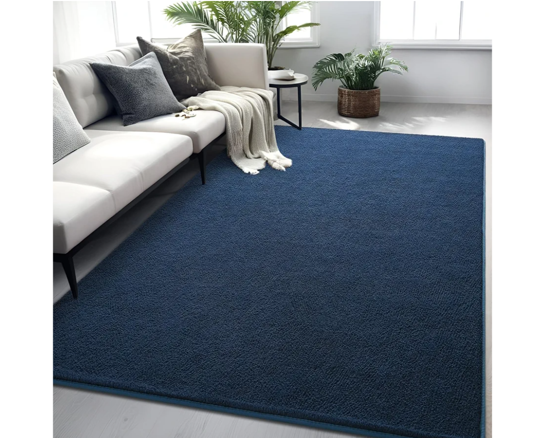 Rugs for Bedroom Living Room, 4x6 ft Navy Blue Area Rug, Washable Memory Foam Indoor Carpet, Modern Aesthetic Minimalist Non-Slip Carpets for Boys Girls Adults Home Decor