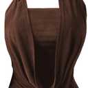 Women's Plus Size Draped Halter Tops Backless Sleeveless Fitted Elegant Top Night Out Clothes (Brown, XL)