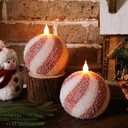 Baquler Set of 2 Christmas Candy Light Indoor Flameless Candles LED Candy Cane Light Xmas Red and White Glitter Ball Battery Operated Candles for Xmas Gift Holiday Party Room House Home Table Decor