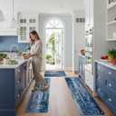 Bencailor 3 Pieces Kitchen Rugs Set Non Slip Washable Kitchen Mats Farmhouse Welcome Door Mat Floor Rugs Absorbent for Home Laundry Living Room and Hallway,3 Sizes(Blue), one size